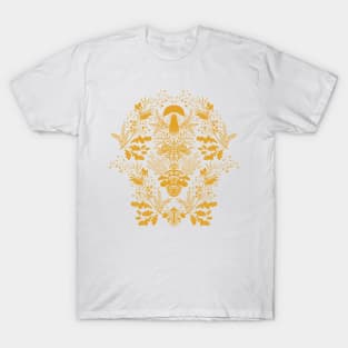 Mushroom forest damask yellow T-Shirt